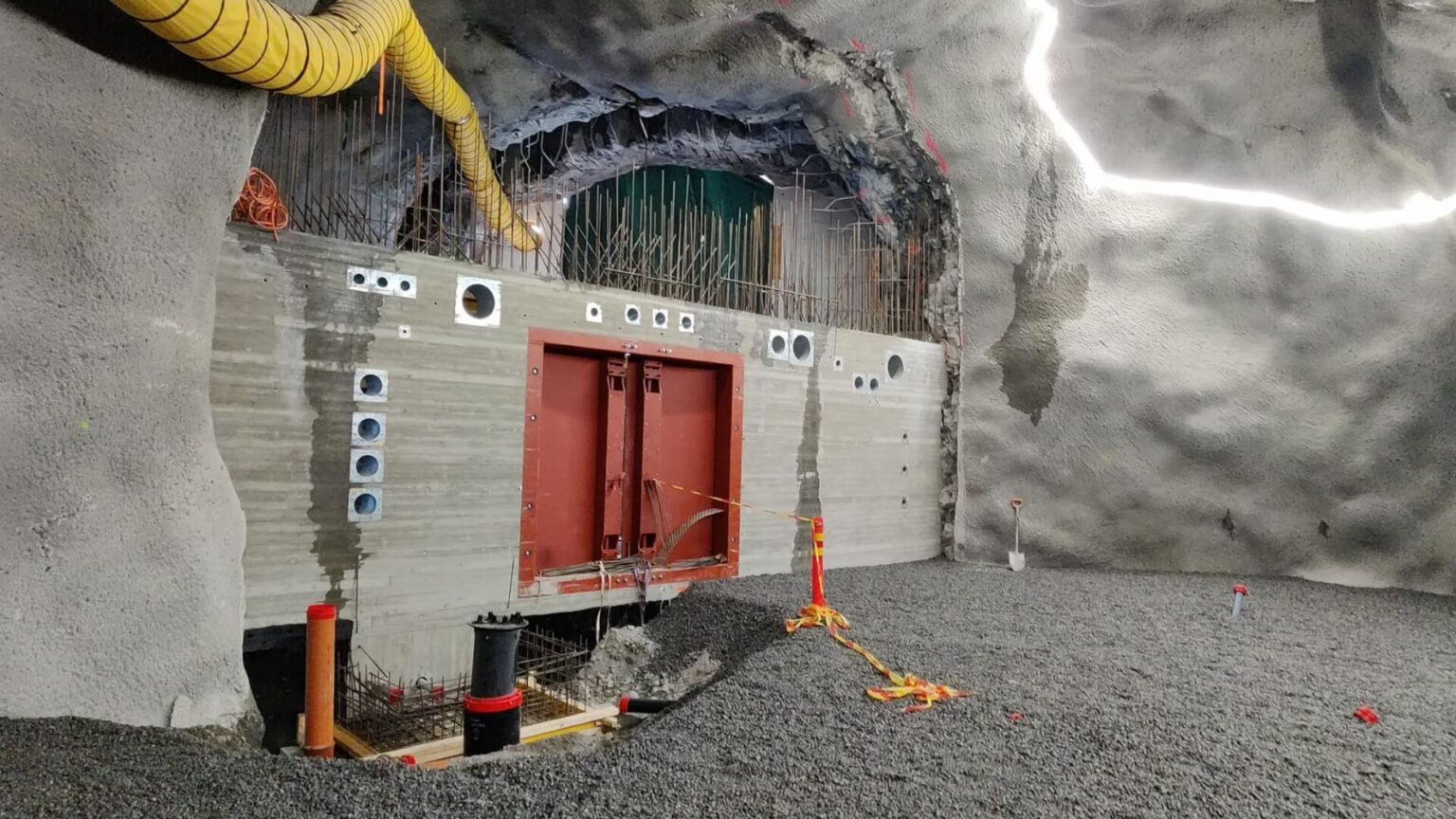 Installation of a CBRN filtration and ventilation system in a hardened shelter.